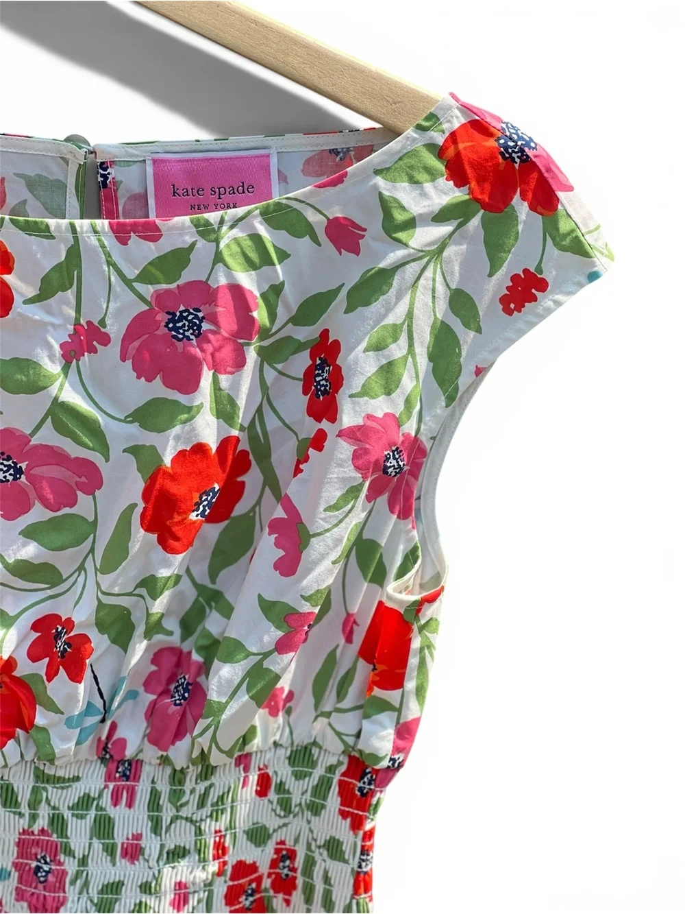 Kate Spade New York Floral Cotton Smocked Waist Dress Size 4